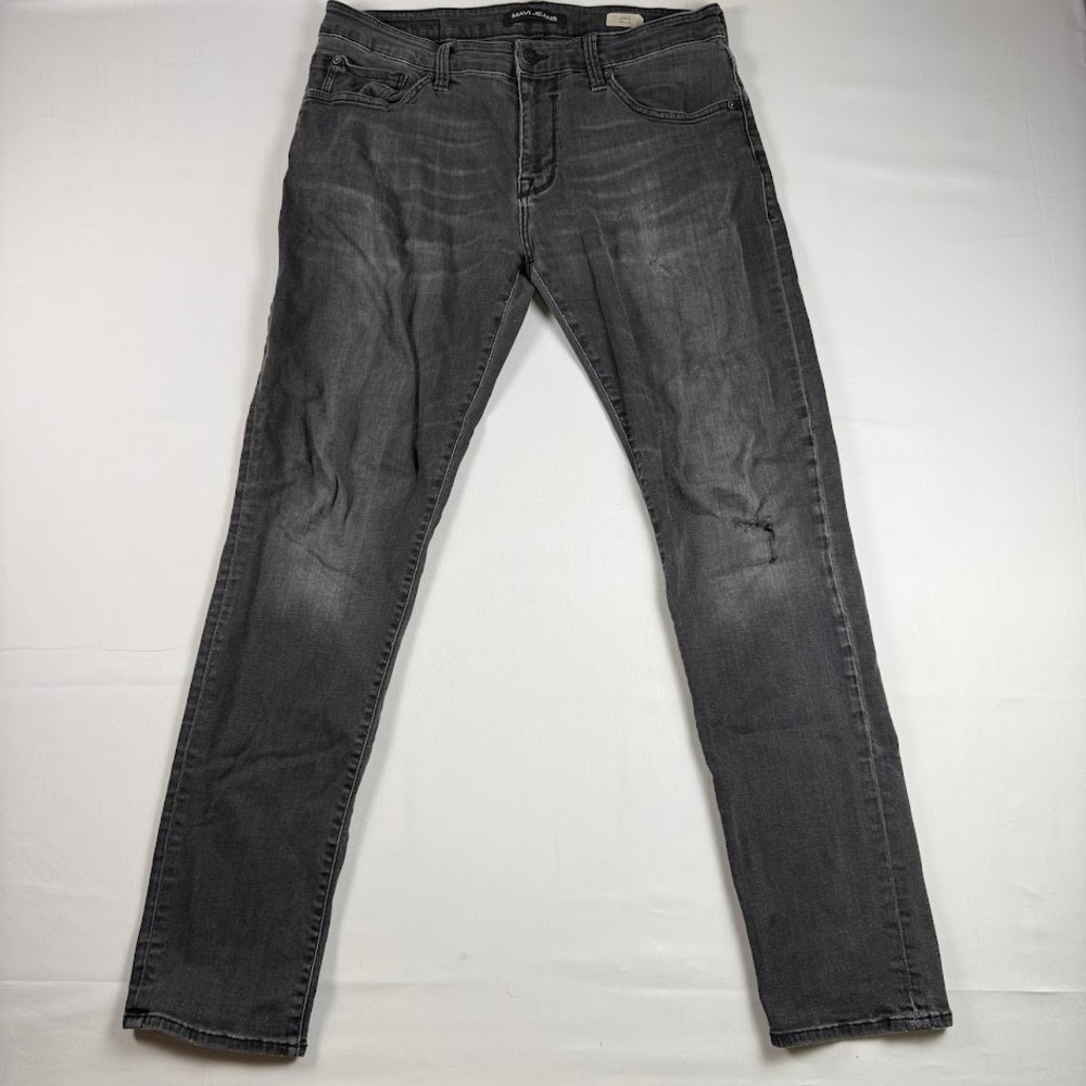 Mavi Jake Slim Leg Mens Jeans 33x32 Charcoal Gray Stretch Denim Faded Wash